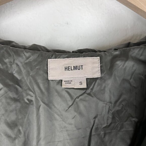 Helmet Lang Olive Green Asymmetrical Zip Front Hooded Puffer Jacket Size Small - Picture 11 of 15